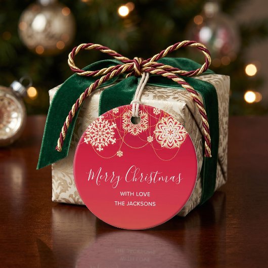Kransrode Sneeuwvlok Kerstcadeau Bedankjes Labels