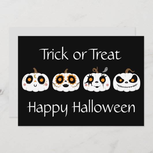 Kranste Happy Halloween Jack-O-Lanterns Kerstkaart (Voorkant / Achterkant)