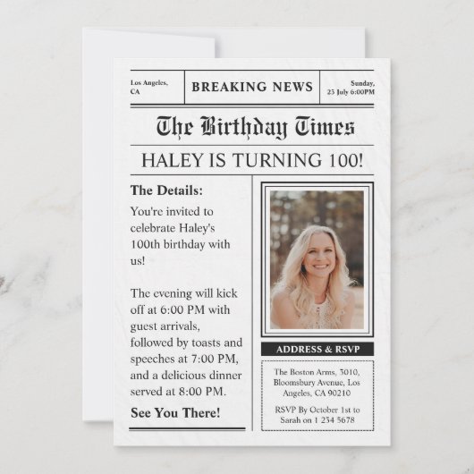 Krant 100e Verjaardag Fun Magazine Hoesje Foto Kaart (Voorkant)