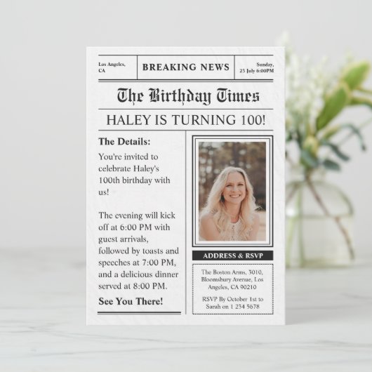 Krant 100e Verjaardag Fun Magazine Hoesje Foto Kaart (Staand voorkant)