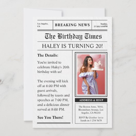 Krant 20e verjaardag grappige magazinecover foto kaart (Voorkant)