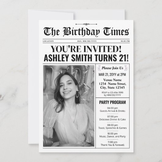 Krant 21e Verjaardag Uitnodiging met Programma (Voorkant)