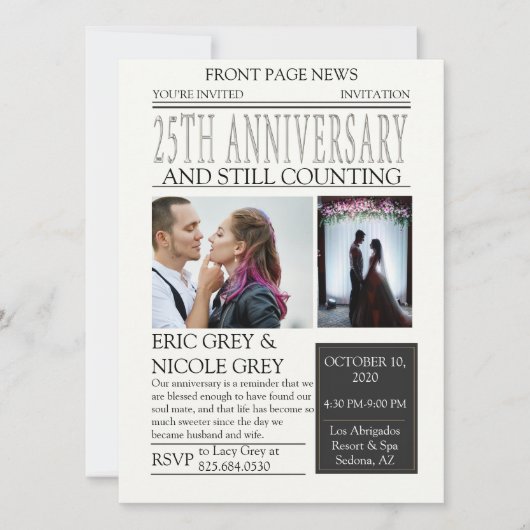 Krant 25-jarig jubileumfeest kaart (Voorkant)