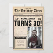  krant 30th Birthday Fun Aangepaste foto Kaart (Voorkant)
