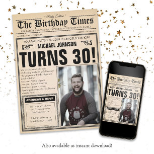  krant 30th Birthday Fun Aangepaste foto Kaart