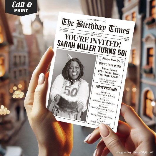 Krant 50e Verjaardagsfeest Uitnodiging & Programma