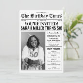 Krant 50e Verjaardagsfeest Uitnodiging & Programma (Staand voorkant)