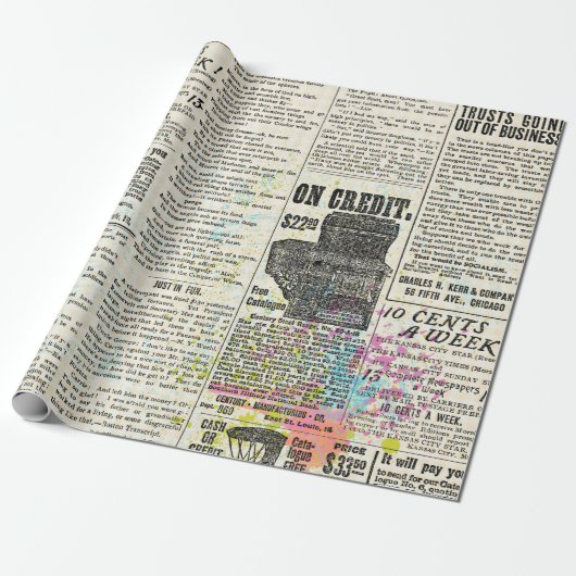  krant adverteren cadeaupapier (Uitgerold)