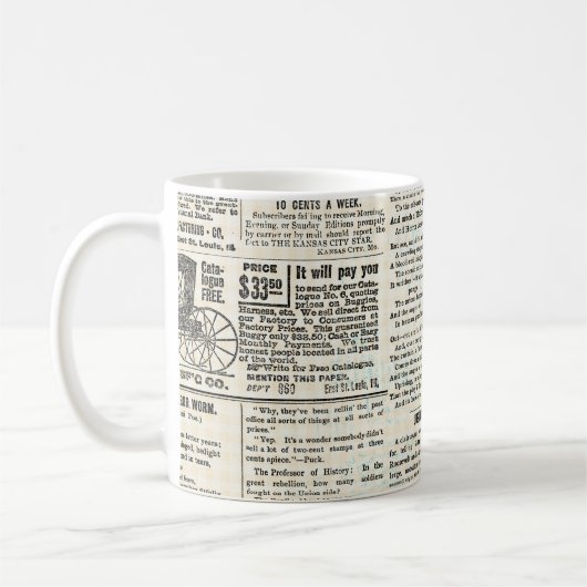 krant adverteren koffiemok (Links)