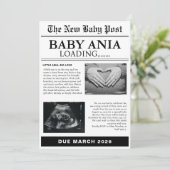 krant baby shower uitnodiging (Staand voorkant)