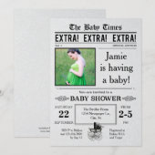  krant Baby shower Uitnodiging (Voorkant / Achterkant)