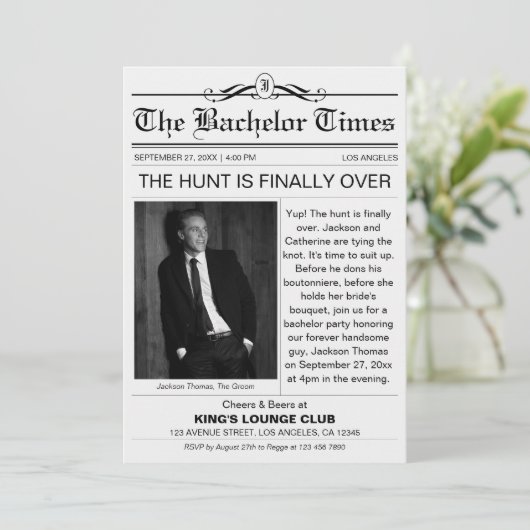 Krant Bachelor Party Fun Uniek Kaart (Staand voorkant)