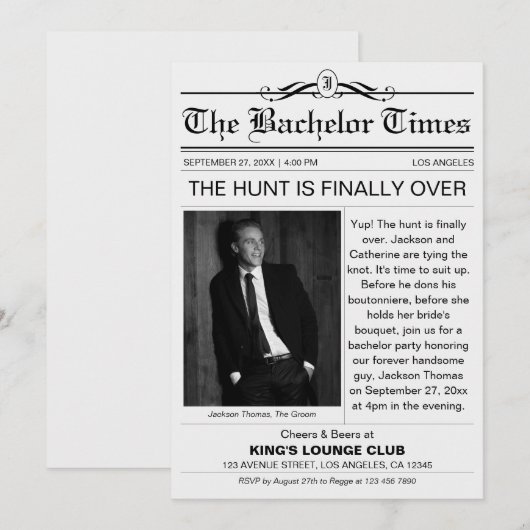 Krant Bachelor Party Fun Uniek Kaart (Voorkant / Achterkant)