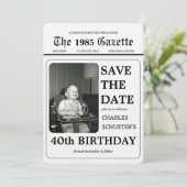 Krant Bewaar de datum Verjaardag foto sjabloon (Staand voorkant)