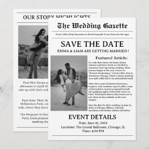 Krant bruiloft Bewaar de datum Save The Date