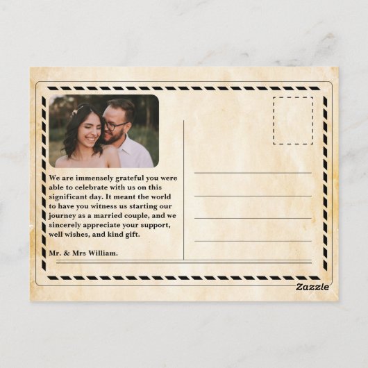 Krant bruiloft unieke rustieke elegante dank u briefkaart (Achterkant)