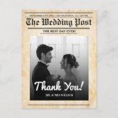 Krant bruiloft unieke rustieke elegante dank u briefkaart (Voorkant)