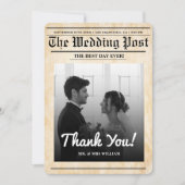 Krant bruiloft unieke rustieke elegante dank u kaart (Voorkant)