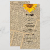  krant Country Sunflower Wedding Menu (Voorkant / Achterkant)