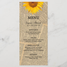  krant Country Sunflower Wedding Menu