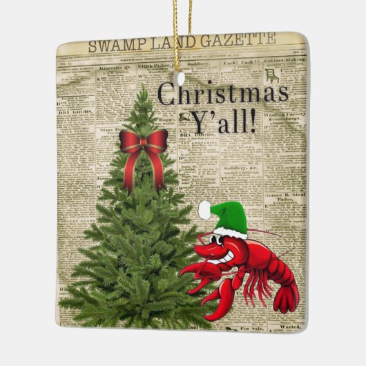  krant Crawfish Kerstmis Y'all Keramisch Ornament (Links)