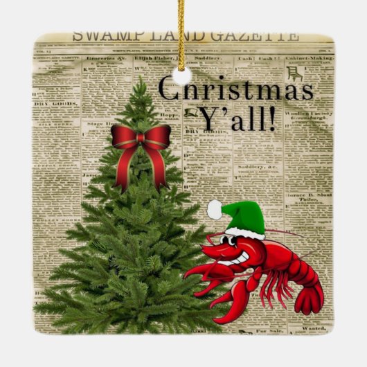  krant Crawfish Kerstmis Y'all Keramisch Ornament (Achterkant)