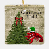  krant Crawfish Kerstmis Y'all Keramisch Ornament (Voorkant)