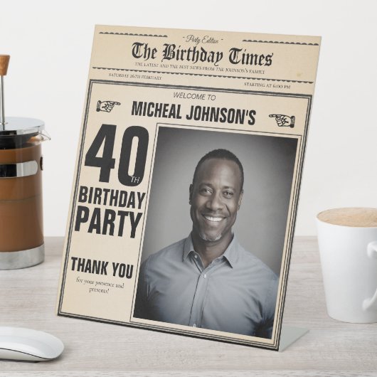  krant Custom 40th Birthday Welkom Reclamebord Met Voetstuk (Insitu)