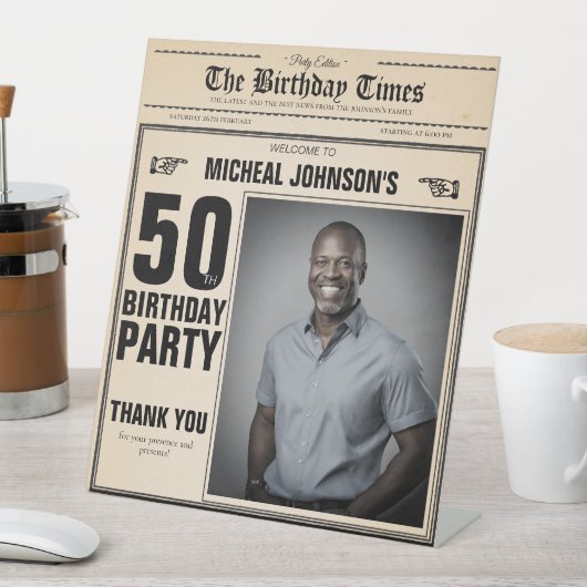  krant Custom 50th Birthday Welkom Reclamebord Met Voetstuk (Insitu)