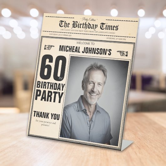  krant Custom 60th Birthday Welkom Reclamebord Met Voetstuk
