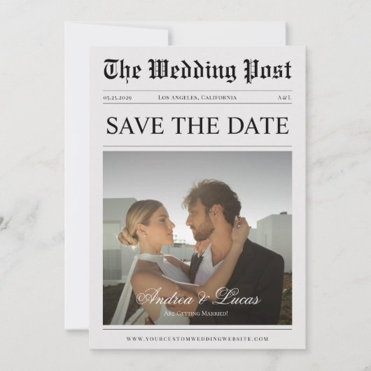 krant Custom Foto Opslaan van de datum Kaart (Voorkant)