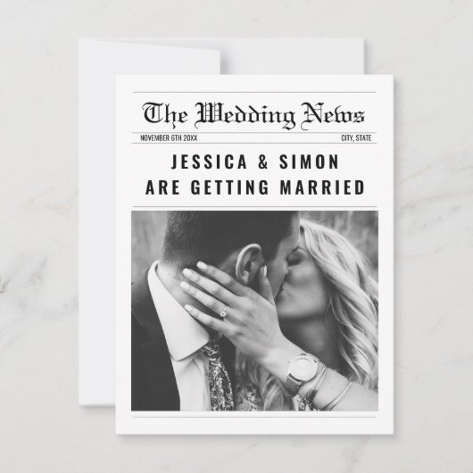 Krant Elegante Foto Alles In Een Bruiloft Kaart (Voorkant)