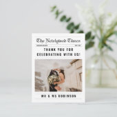 Krant Elegante Fotocollage Bruiloft Dank u Bedankkaart (Staand voorkant)