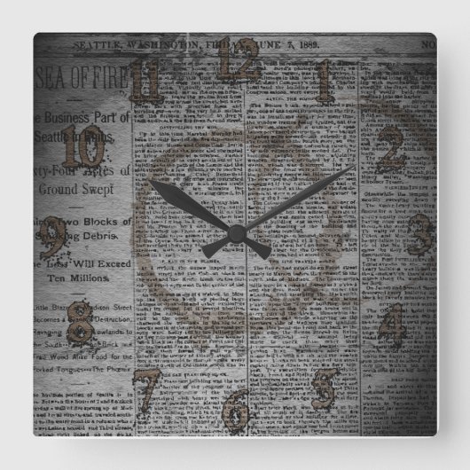 Krant en koffiegordel vierkante klok (Voorkant)