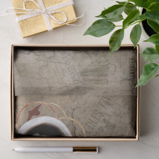 krant en ochtendkoffie tissuepapier (Geschenk)