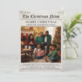  krant Familie Kerstfoto Collage Feestdagenkaart (Staand voorkant)