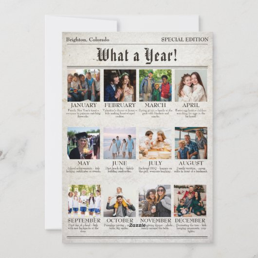  krant Familie Kerstfoto Collage Feestdagenkaart (Achterkant)