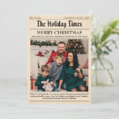 krant Familie Kerstfoto Collage Feestdagenkaart (Staand voorkant)