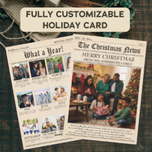  krant Familie Kerstfoto Collage Feestdagenkaart