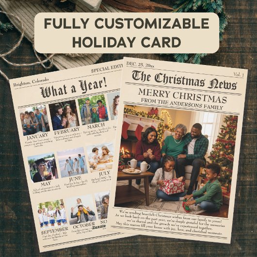  krant Familie Kerstfoto Collage Feestdagenkaart