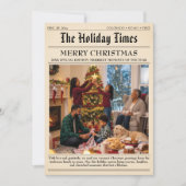  krant Familie Kerstjaar in de Review Feestdagenkaart (Voorkant)