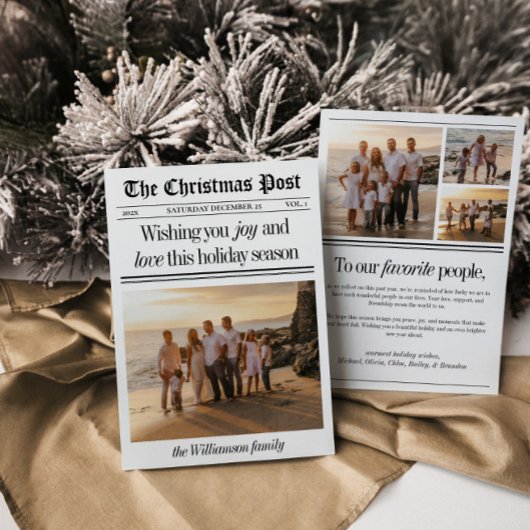 Krant Familiefoto Kerstmis Feestdagenkaart