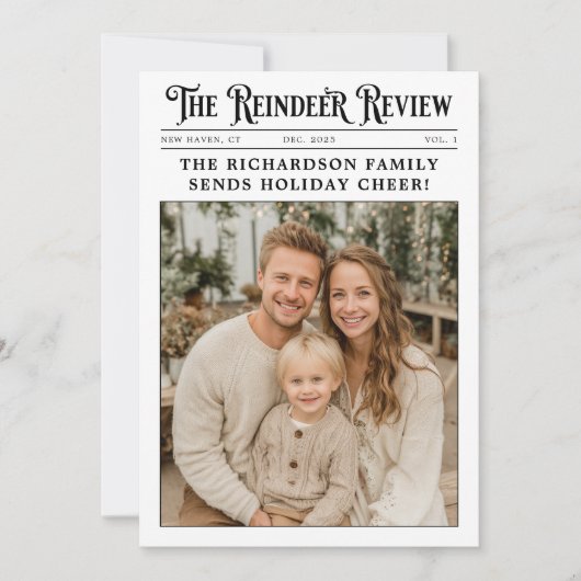 Krant Familiejaar in Review Foto Kerst Feestdagenkaart (Voorkant)