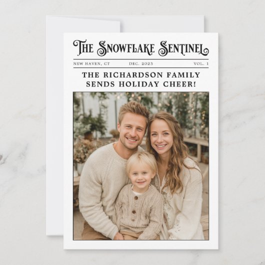 Krant Familiejaar in Review Foto Kerst Feestdagenkaart (Voorkant)