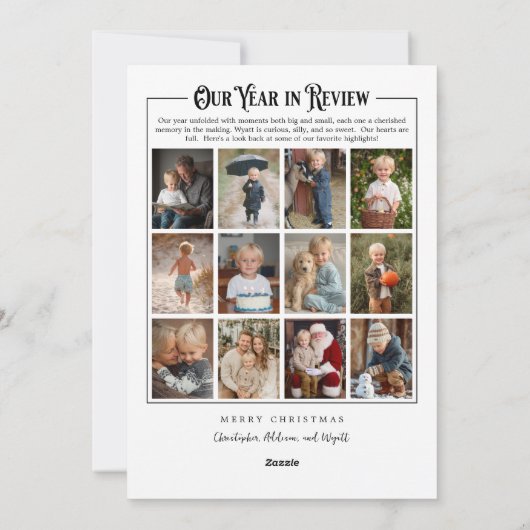 Krant Familiejaar in Review Foto Kerst Feestdagenkaart (Achterkant)