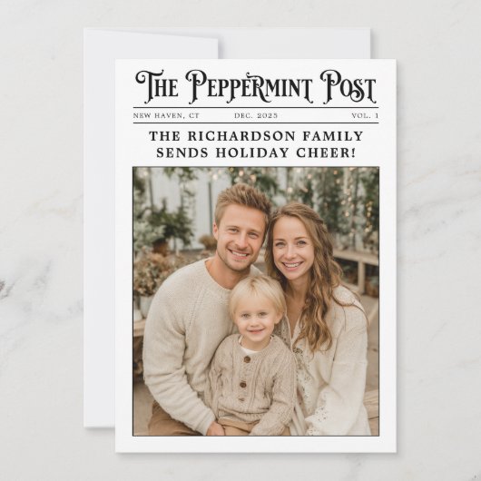 Krant Familiejaar in Review Foto Kerst Feestdagenkaart (Voorkant)