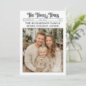 Krant Familiejaar in Review Foto Kerst Feestdagenkaart (Staand voorkant)