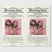 Krant Flower Wrap Photo Maid of Honor Cadeaupapier (Vlak)