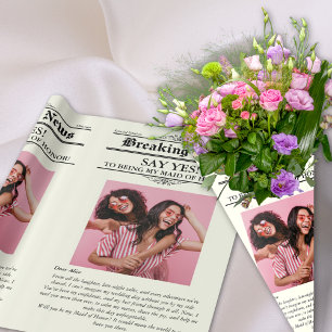 Krant Flower Wrap Photo Maid of Honor Cadeaupapier