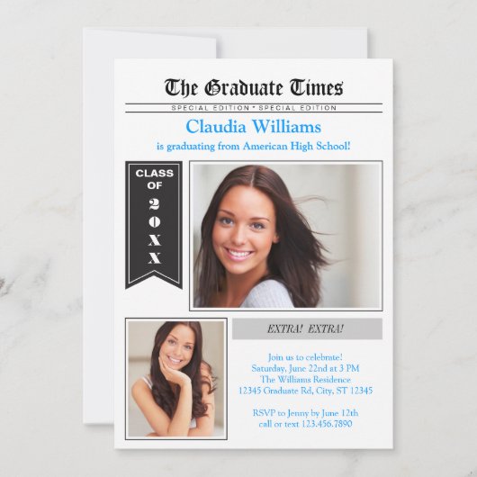 Krant Foto Afstuderen Uitnodiging (Voorkant)